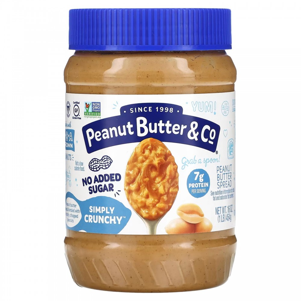 Peanut Butter & Co., Simply Crunchy, арахисовая паста, без добавления сахара, 454 г (16 унций) в Москве - eco-herb.ru | фото