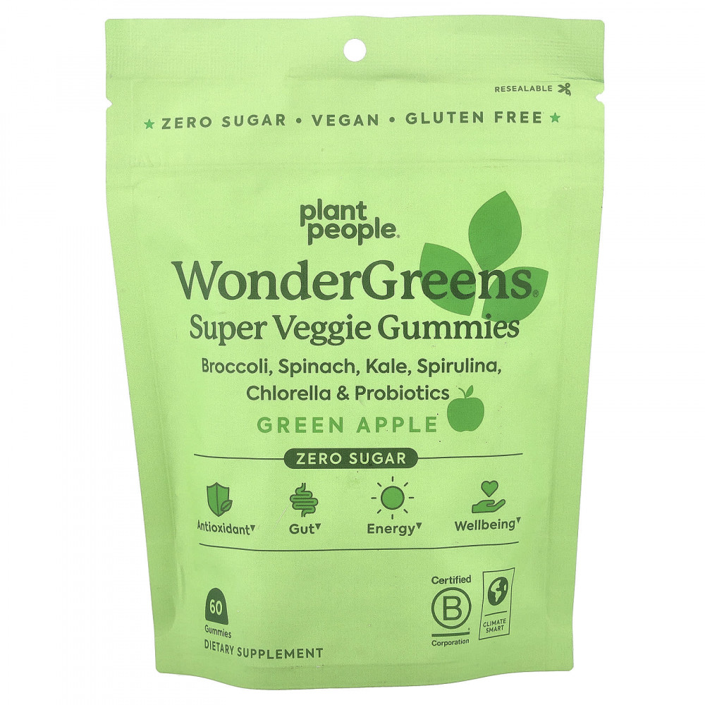 Plant People, WonderGreens®, супервегетарианские жевательные таблетки, со вкусом зеленого яблока, 60 жевательных конфет в Москве - eco-herb.ru | изображение Plant People, WonderGreens®, супервегетарианские жевательные таблетки, со вкусом зеленого яблока, 60 жевательных конфет в Москве - eco-herb.ru | фото