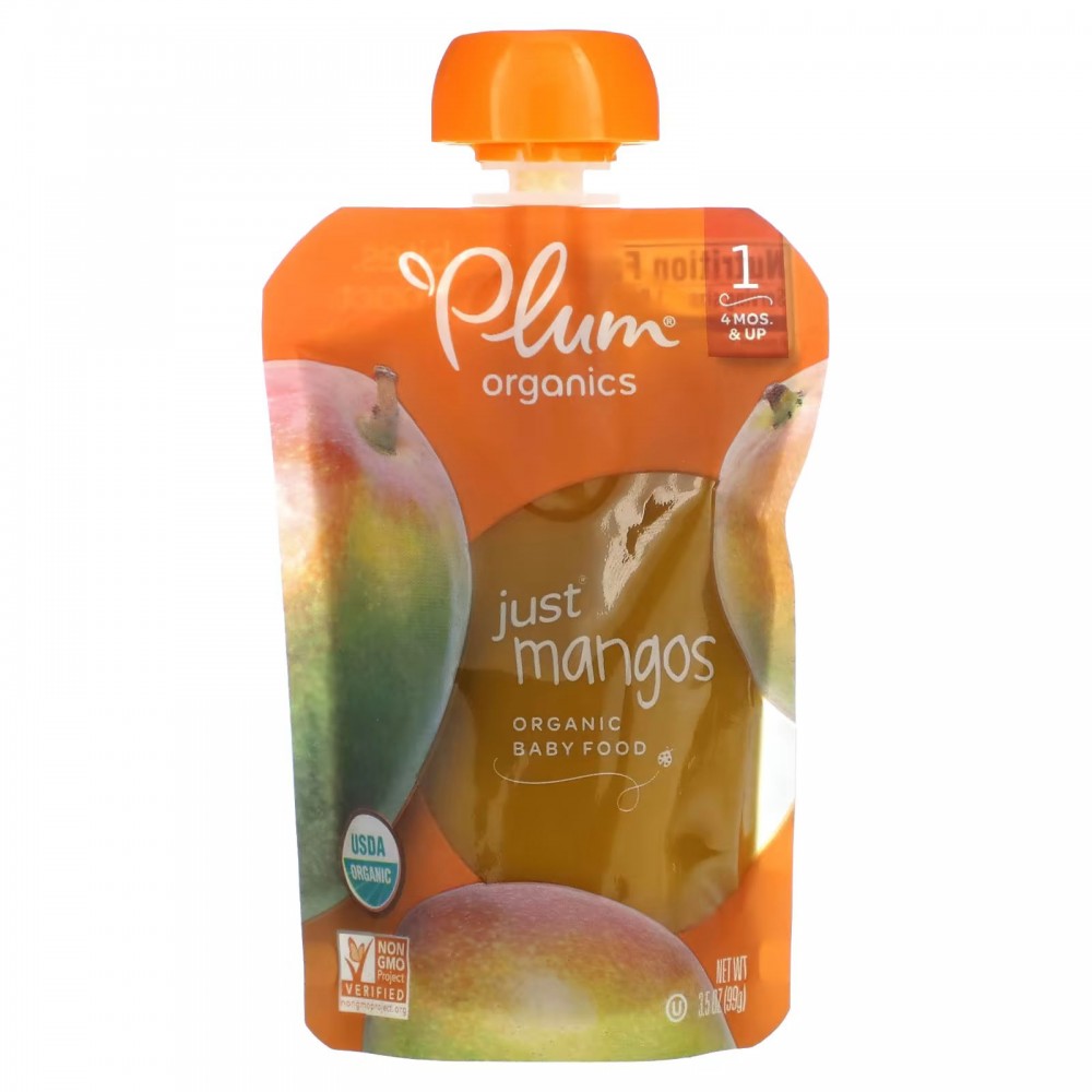 Plum Organics, Organic Baby Food, 4 Months & Up, Just Mangos, 3.5 oz (99 g) в Москве - eco-herb.ru | фото