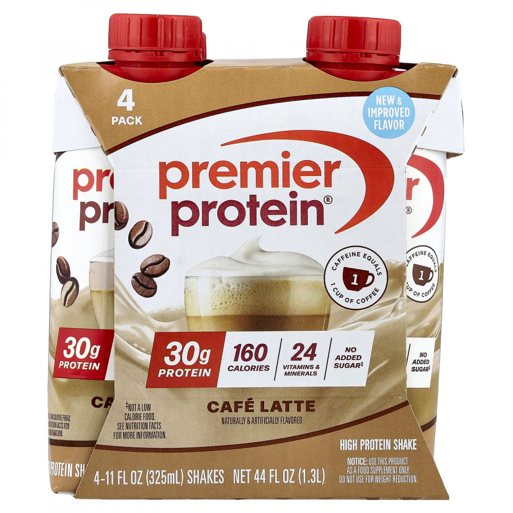 Premier Protein, высокопротеиновый коктейль, со вкусом кофе латте, 4 шт. по 325 мл (11 жидк. унций) в Москве - eco-herb.ru | изображение Premier Protein, высокопротеиновый коктейль, со вкусом кофе латте, 4 шт. по 325 мл (11 жидк. унций) в Москве - eco-herb.ru | фото