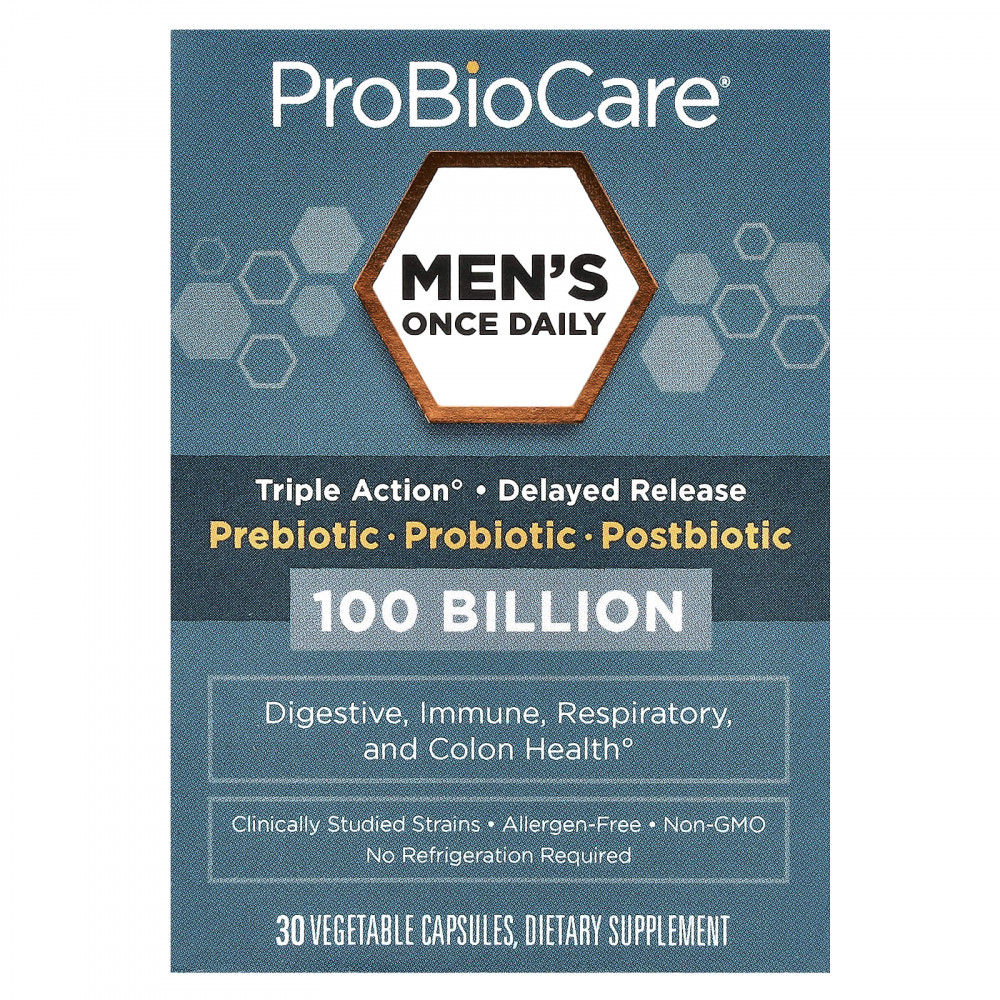 ProBioCare, Men's Once Daily, пребиотик, пробиотик, постбиотик, 100 млрд, 30 растительных капсул в Москве - eco-herb.ru | изображение ProBioCare, Men's Once Daily, пребиотик, пробиотик, постбиотик, 100 млрд, 30 растительных капсул в Москве - eco-herb.ru | фото