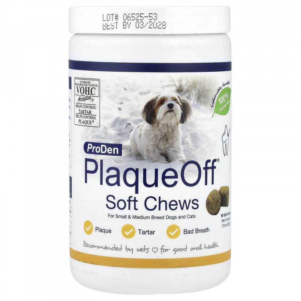 ProDen, PlaqueOff®, жевательные таблетки, для собак и кошек мелких и средних пород, 90 жевательных таблеток, 225 г (7,9 унции) в Москве - eco-herb.ru | изображение ProDen, PlaqueOff®, жевательные таблетки, для собак и кошек мелких и средних пород, 90 жевательных таблеток, 225 г (7,9 унции) в Москве - eco-herb.ru | фото