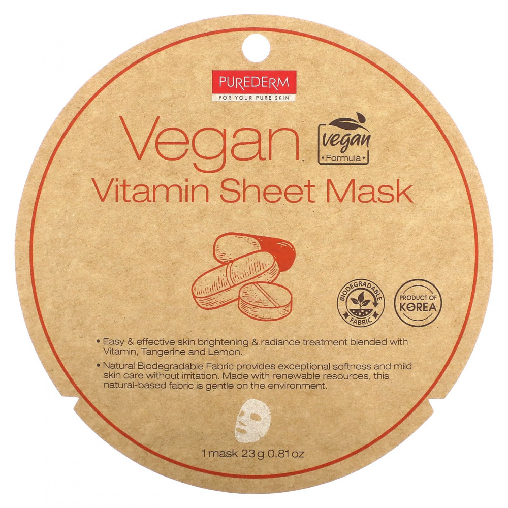 Purederm, Vegan Vitamin Sheet Beauty Mask, 1 тканевая маска, 23 г (0,81 унции) (Товар снят с продажи) в Москве - eco-herb.ru | изображение Purederm, Vegan Vitamin Sheet Beauty Mask, 1 тканевая маска, 23 г (0,81 унции) (Товар снят с продажи) в Москве - eco-herb.ru | фото
