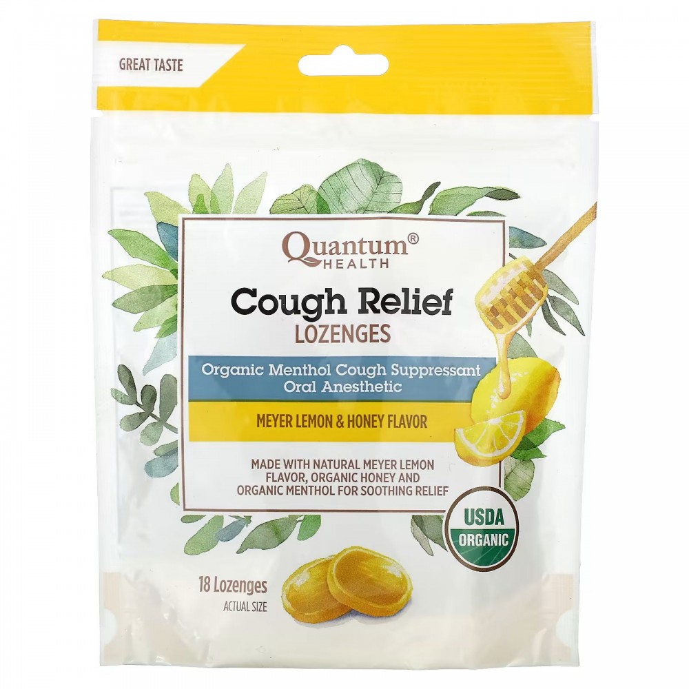 Quantum Health, Cough Relief Lozenges, Meyer Lemon & Honey, 18 Lozenges в Москве - eco-herb.ru | фото