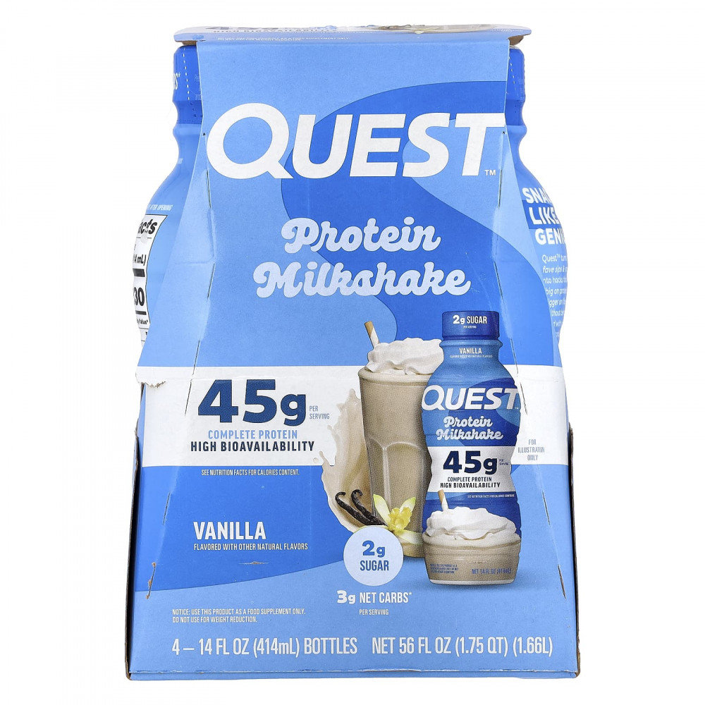 Quest Nutrition, Протеиновый молочный коктейль, ваниль, 4 флакона по 414 мл (14 жидк. Унций) в Москве - eco-herb.ru | изображение Quest Nutrition, Протеиновый молочный коктейль, ваниль, 4 флакона по 414 мл (14 жидк. Унций) в Москве - eco-herb.ru | фото