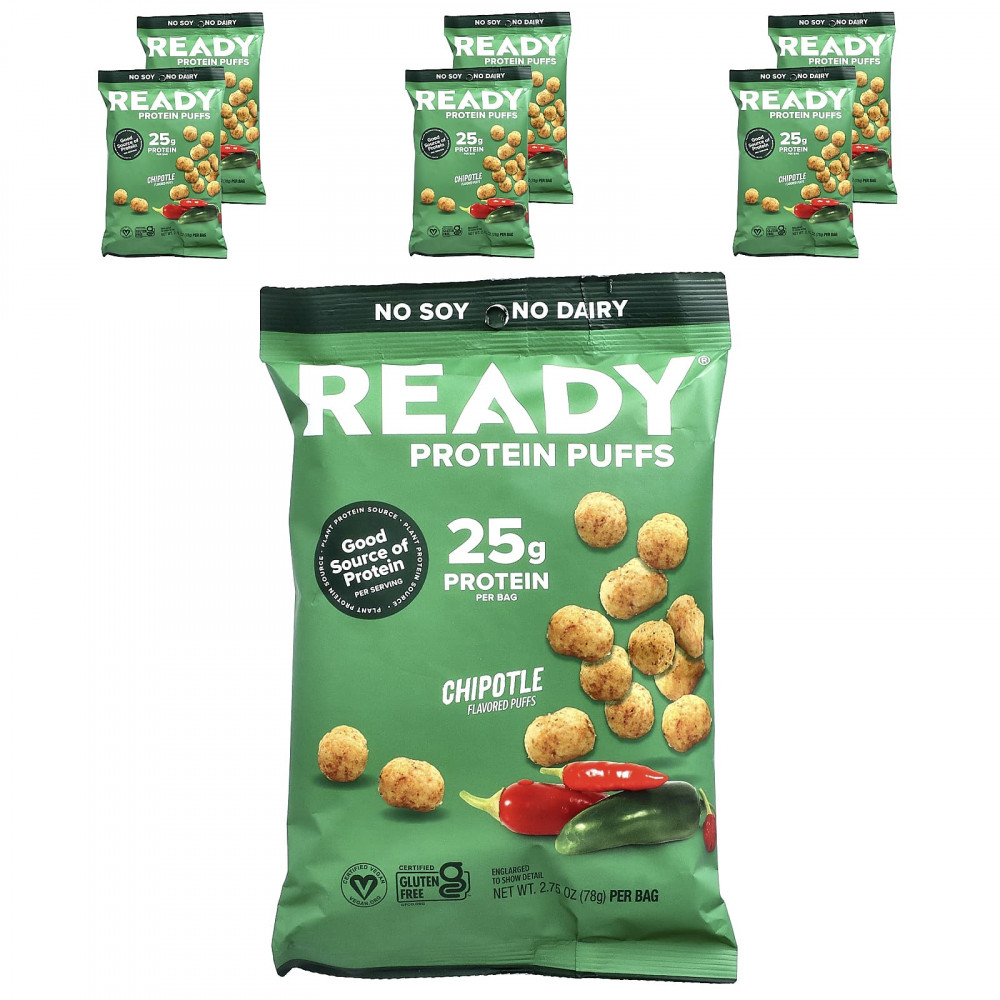 Ready, Protein Puffs, Chipotle, 6 пакетиков по 78 г (2,75 унции) в Москве - eco-herb.ru | изображение Ready, Protein Puffs, Chipotle, 6 пакетиков по 78 г (2,75 унции) в Москве - eco-herb.ru | фото
