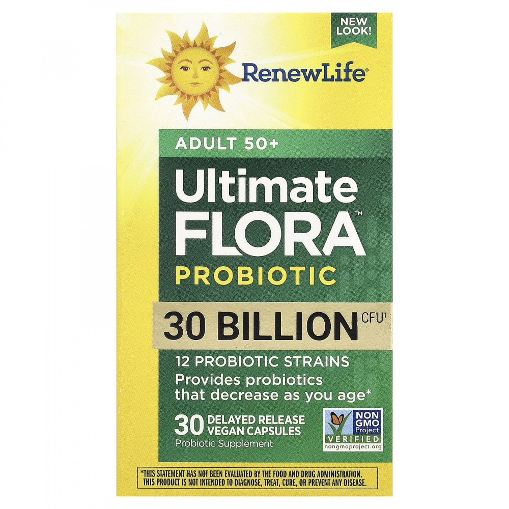 Renew Life, Ultimate Probiotic Flora™, для взрослых старше 50 лет, 30 млрд КОЕ, 30 веганских капсул с отсроченным высвобождением в Москве - eco-herb.ru | изображение Renew Life, Ultimate Probiotic Flora™, для взрослых старше 50 лет, 30 млрд КОЕ, 30 веганских капсул с отсроченным высвобождением в Москве - eco-herb.ru | фото