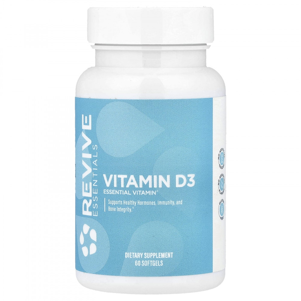 Revive, Essentials, витамин D3, 125 мкг (5000 МЕ), 60 мягких таблеток в Москве - eco-herb.ru | изображение Revive, Essentials, витамин D3, 125 мкг (5000 МЕ), 60 мягких таблеток в Москве - eco-herb.ru | фото