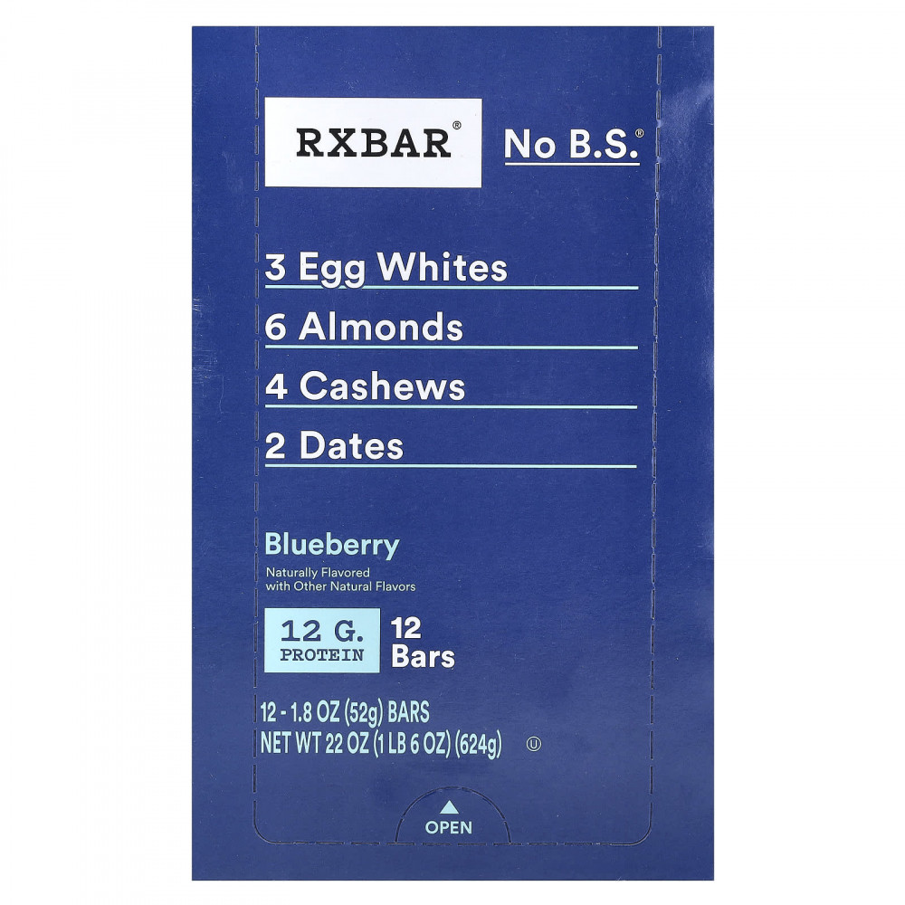 RXBAR, Протеиновый батончик, голубика, 12 батончиков, 52 г (1,8 унции) в Москве - eco-herb.ru | изображение RXBAR, Протеиновый батончик, голубика, 12 батончиков, 52 г (1,8 унции) в Москве - eco-herb.ru | фото