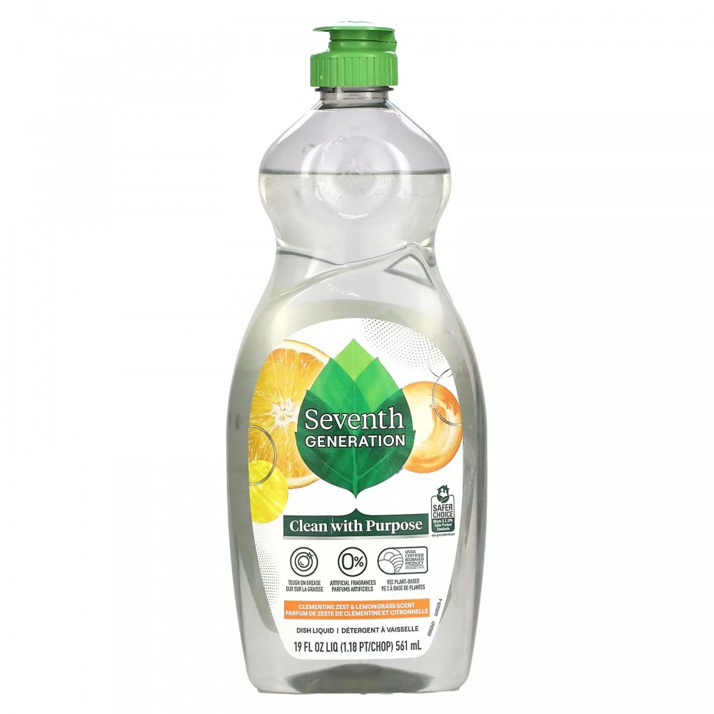 Seventh Generation, Dish Liquid, Clementine Zest & Lemongrass , 19 fl oz (561 ml) в Москве - eco-herb.ru | фото