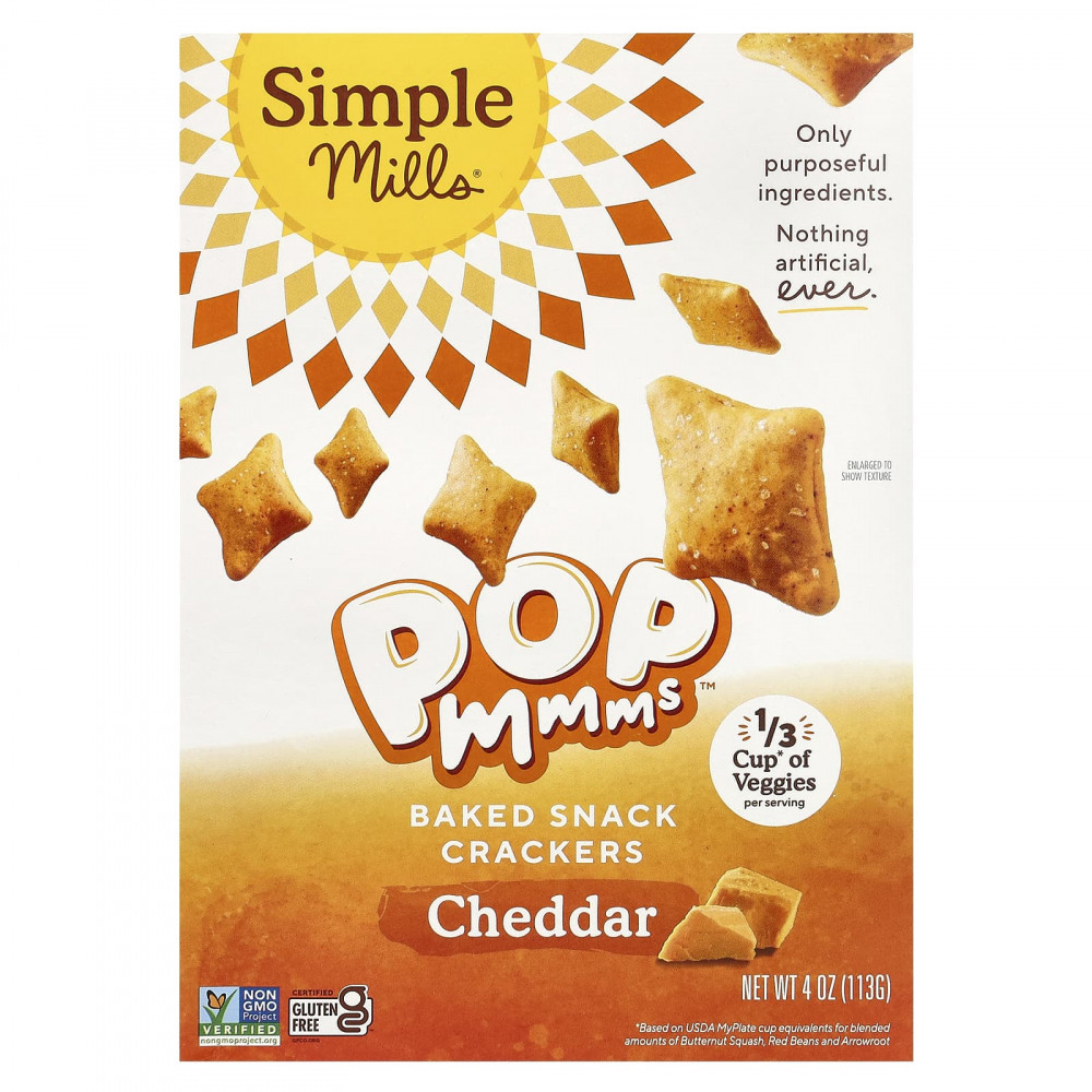 Simple Mills, Pop Mmms™, запеченные крекеры, вкус чеддера, 113 г (4 унции) в Москве - eco-herb.ru | изображение Simple Mills, Pop Mmms™, запеченные крекеры, вкус чеддера, 113 г (4 унции) в Москве - eco-herb.ru | фото