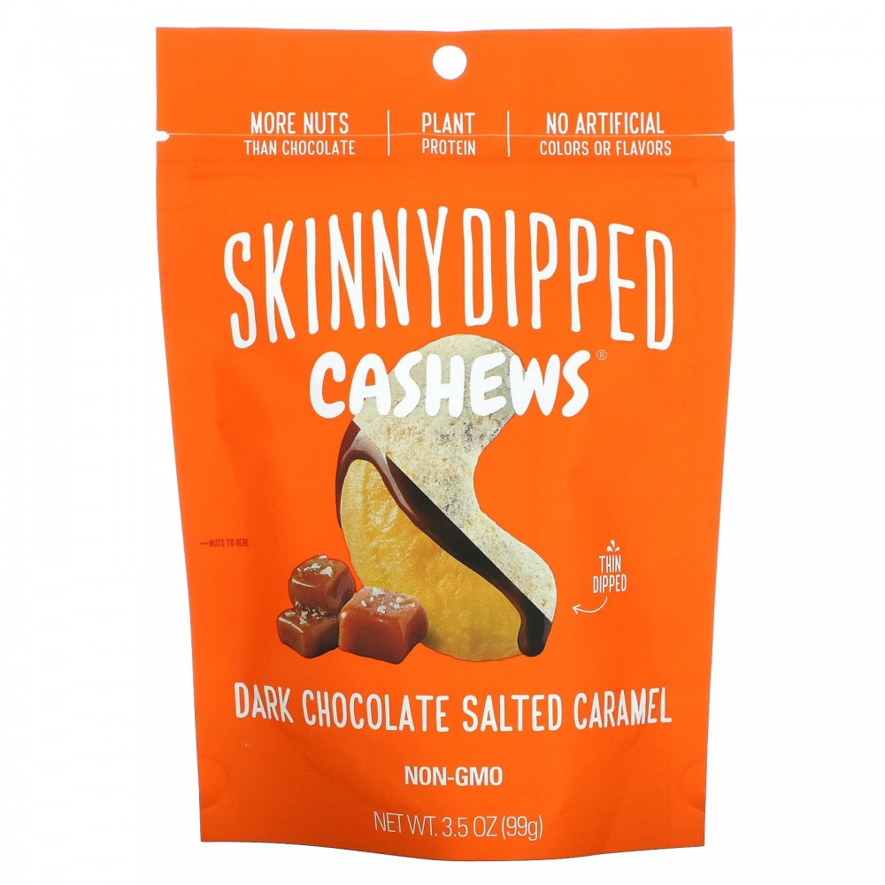 SkinnyDipped, Skinny Dipped Cashews, темный шоколад, соленая карамель, 99 г  (3,5 унции) купить в Москве