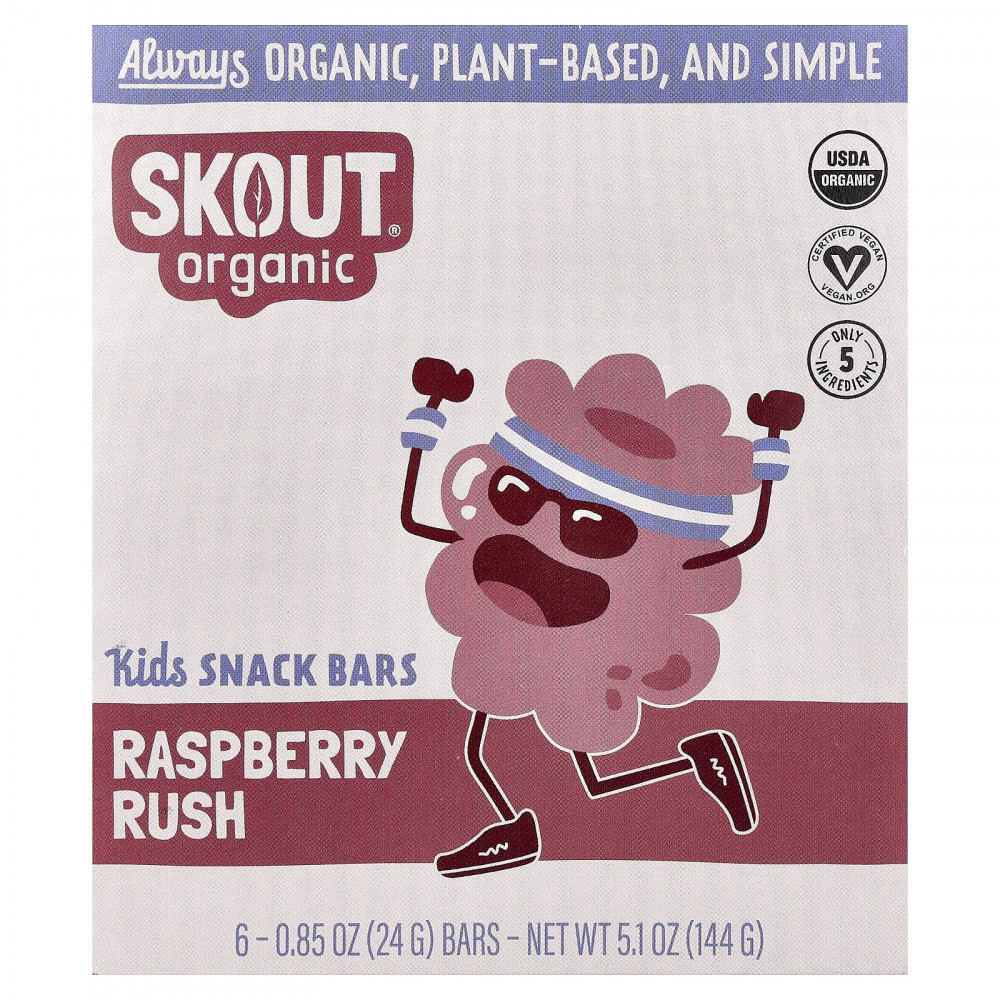 Skout Organic, детские батончики-снеки, с малиной, 6 батончиков по 24 г (0,85 унции) в Москве - eco-herb.ru | изображение Skout Organic, детские батончики-снеки, с малиной, 6 батончиков по 24 г (0,85 унции) в Москве - eco-herb.ru | фото