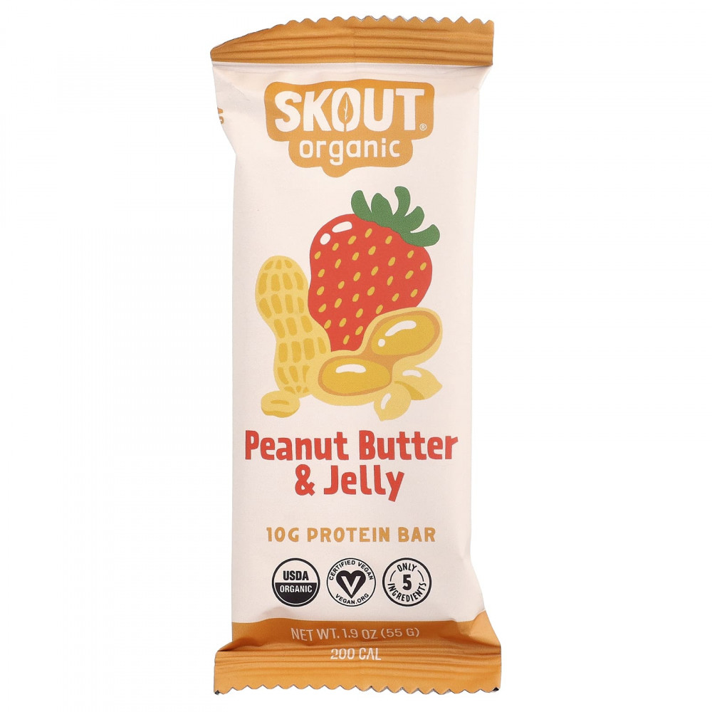 Skout Organic, протеиновый батончик, арахисовая паста и желе, 55 г (1,9 унции) в Москве - eco-herb.ru | изображение Skout Organic, протеиновый батончик, арахисовая паста и желе, 55 г (1,9 унции) в Москве - eco-herb.ru | фото