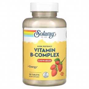 Solaray, высокоэффективный комплекс витаминов группы B, натуральный клубничный вкус, 50 жевательных таблеток в Москве - eco-herb.ru | фото