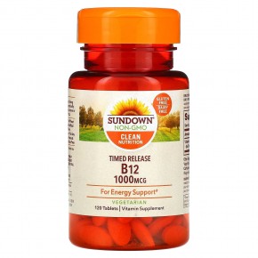 Sundown Naturals, витамин B12 с замедленным высвобождением, 1000 мкг, 120 таблеток в Москве - eco-herb.ru | фото