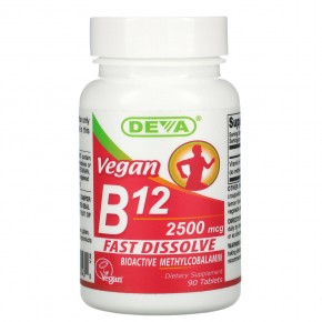 Deva, быстрорастворимый витамин B12, для веганов, 2500 мкг, 90 таблеток в Москве - eco-herb.ru | фото
