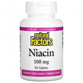 Natural Factors, ниацин, 100 мг, 90 таблеток в Москве - eco-herb.ru | фото