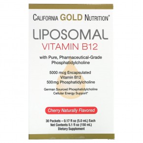 California Gold Nutrition, Липосомальный витамин B12, 30 пакетиков по 5 мл (0,17 жидк. унции) в Москве - eco-herb.ru | фото