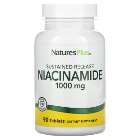 NaturesPlus, никотинамид замедленного высвобождения, 1000 мг, 90 таблеток - описание