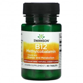 Swanson, B12, метилкобаламин, вишня, 60 таблеток в Москве - eco-herb.ru | фото