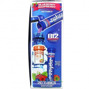 Zipfizz, Энергетическая смесь для здорового спорта с витамином B12, голубика и малина, 20 тюбиков по 11 г (0,39 унции) в Москве - eco-herb.ru | фото