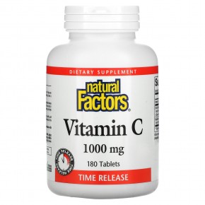 Natural Factors, витамин C, с медленным высвобождением, 1000 мг, 180 таблеток - описание