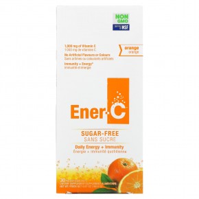 Ener-C, мультивитаминная смесь для приготовления напитка, без сахара, апельсин, 1000 мг, 30 пакетиков по 5,35 г (0,2 унции) в Москве - eco-herb.ru | фото