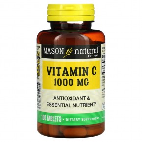 Mason Natural, Vitamin C, 1,000 mg, 100 Tablets - описание
