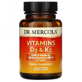 Dr. Mercola, Vitamins D3 & K2, 30 Capsules в Москве - eco-herb.ru | фото