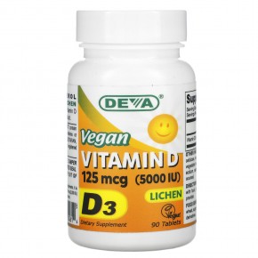 Deva, веганский витамин D, D3, 125 мкг (5000 МЕ), 90 таблеток в Москве - eco-herb.ru | фото