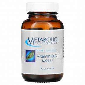 Metabolic Maintenance, Витамин D-3, 5,000 МЕ, 90 капсул - описание