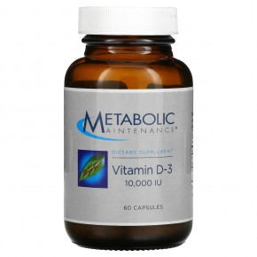 Metabolic Maintenance, Vitamin D-3, 10,000 IU, 60 Capsules - описание