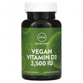 MRM Nutrition, Nutrition, витамин D3 для веганов, 2500 МЕ, 60 веганских капсул - описание