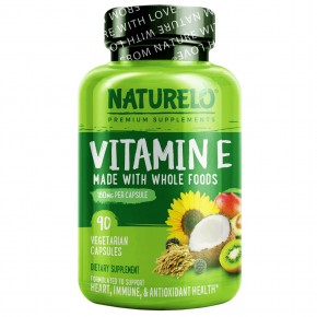 NATURELO, Vitamin E, Made with Whole Foods, 180 mg, 90 Vegetarian Capsules в Москве - eco-herb.ru | фото
