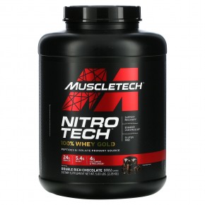 MuscleTech, Nitro Tech, 100% Whey Gold, сывороточный протеин, со вкусом двойного шоколада, 2,27 г (5 фунтов) - описание