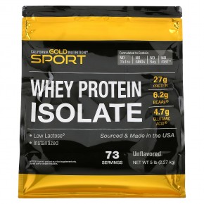 California Gold Nutrition, Sport, изолят сывороточного протеина, без добавок, 2,27 кг (5 фунтов) - описание