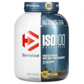 Dymatize, ISO100, гидролизованный, 100% изолят сывороточного протеина, шоколад для гурманов, 2,3 кг (5 фунтов) - описание