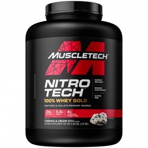 MuscleTech, Nitro Tech, 100% Whey Gold, сывороточный протеин, печенье с кремом, 2,27 кг (5 фунтов) - описание