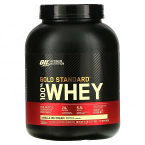Optimum Nutrition, Gold Standard 100% Whey, сывороточный протеин, со вкусом ванильного мороженого, 2,26 кг (5 фунтов) - описание