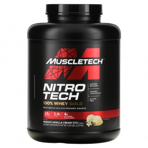 MuscleTech, Nitro Tech, 100% Whey Gold, смесь сывороточных пептидов и изолята, французская ваниль, 2,27 кг (5 фунтов) - описание