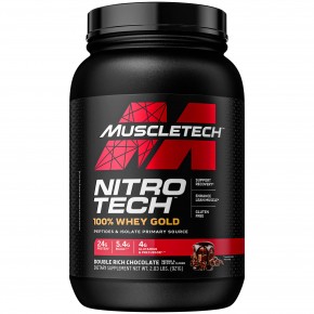MuscleTech, Nitro Tech, 100% Whey Gold, сывороточный протеин, со вкусом двойного шоколада, 910 г (2,01 фунта) - описание