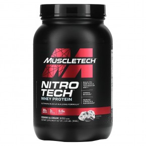 MuscleTech, Nitro Tech, сывороточный протеин, печенье с кремом, 998 г (2,20 фунта) - описание