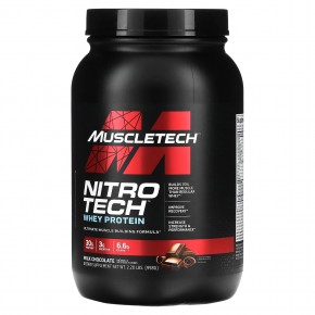 MuscleTech, серия Performance, Nitro Tech, основной источник сывороточных пептидов и изолята, вкус молочного шоколада, 998 г (2,20 фунта) - описание