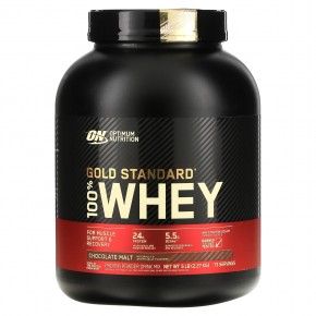 Optimum Nutrition, Gold Standard 100% Whey, шоколадный солод, 2,27 кг (5 фунтов) - описание