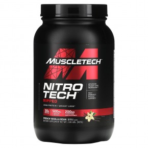 MuscleTech, Nitro Tech Ripped, постный белок для снижения веса, стручки французской ванили, 907 г (2 фунта) - описание