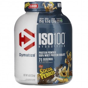 Dymatize, ISO100, гидролизованный 100% изолят сывороточного протеина, шоколадный вкус, 2,3 кг (5 фунтов) - описание