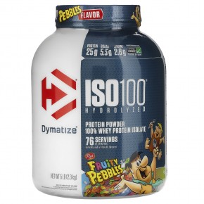 Dymatize, ISO100, гидролизованный 100% изолят сывороточного протеина, фруктовый вкус, 2,3 кг (5 фунтов) - описание