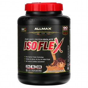 ALLMAX, Isoflex, 100% ультра-чистый изолят сывороточного протеина (фильтрация отрицательно заряженными ионами), шоколад и арахисовое масло, 5 фунтов (2,27 кг) - описание