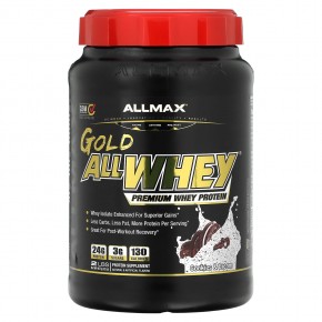 ALLMAX, Gold AllWhey, 100% сывороточный протеин премиального качества, печенье и сливки, 907 г (32 унции) - описание